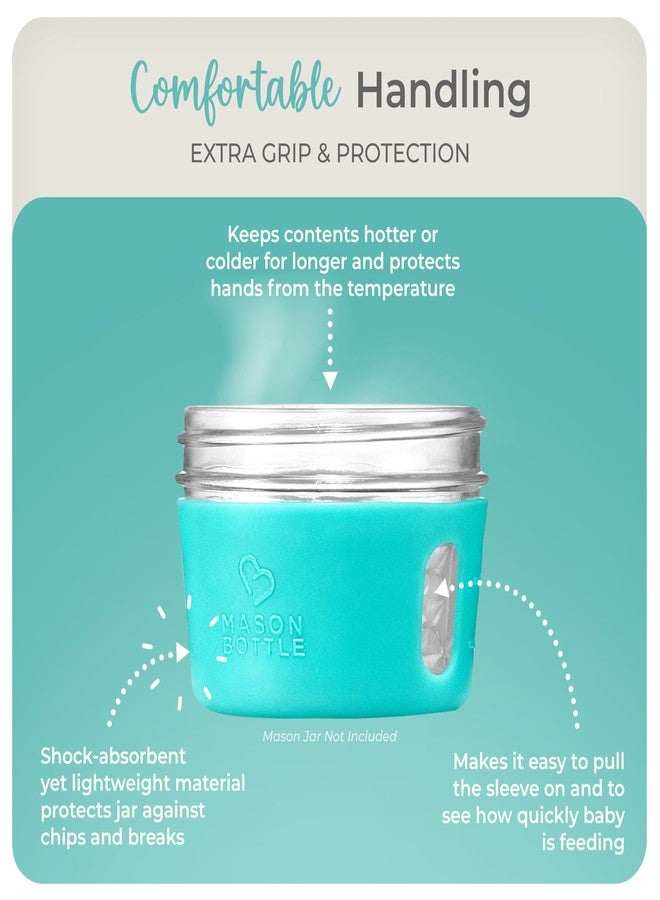 Mason Bottle 4oz Mason Jar Silicone Sleeve (2-Pack) - Regular Mouth Sleeve - Non-Toxic, Dishwasher Safe Small Mason Jar Sleeve for Grip & Protection - Made in USA (Jar NOT Included) - Image 3
